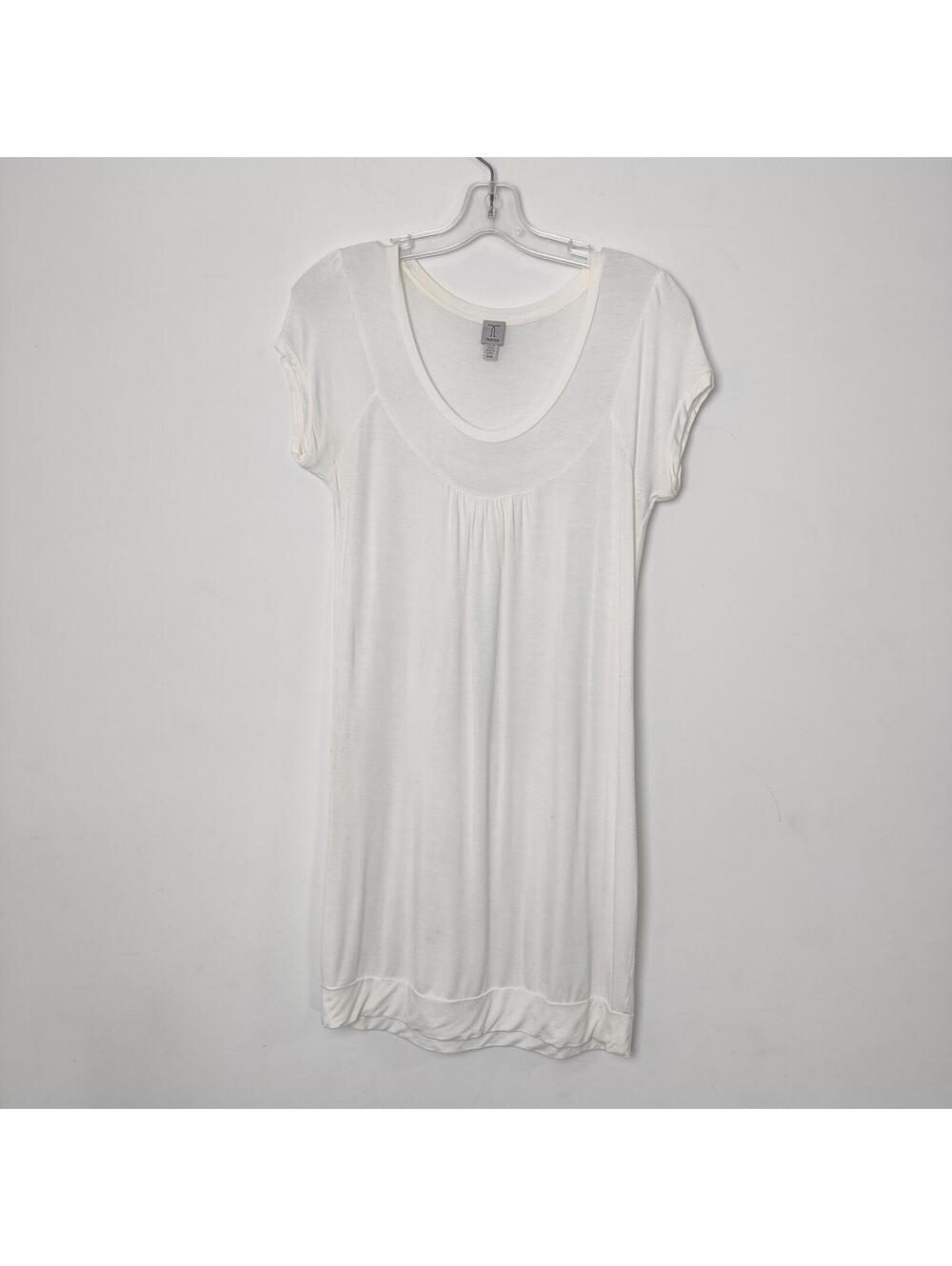 Tristan White Scoop Neck Short Sleeve Tunic Top Medium